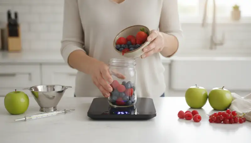 Präzision im Glas: Digitale Küchenwaage für Einmachglück
